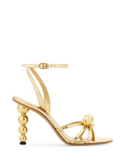 Ferragamo Spherical Heel Sandal In Gold