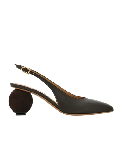 Ferragamo Spherical Heel Slingback Pump In Black