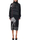 Ferragamo Spirit Print Satin Dress In Black Print