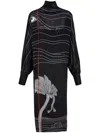 Ferragamo Spirit Print Satin Dress In Black