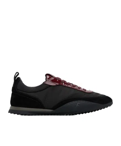 Ferragamo Spliced Lace-up Low-upper Sneakers In Black