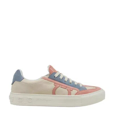 Ferragamo Splicing Casual Sneakers In White