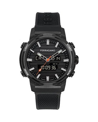 Ferragamo Sport Anadigit Watch In Black