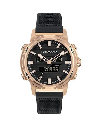 Ferragamo Sport Anadigit Watch, 43mm In Black
