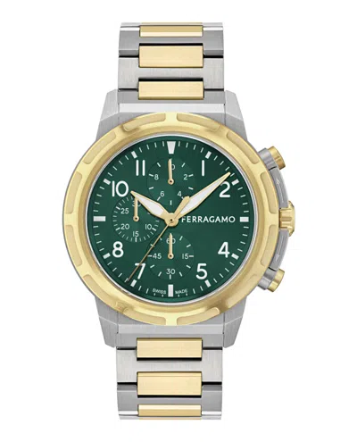 Ferragamo Sport Chrono Silicone Watch In Gold