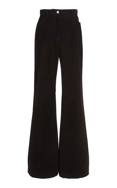 Ferragamo Sport Cotton-blend Flared Pants In Brown