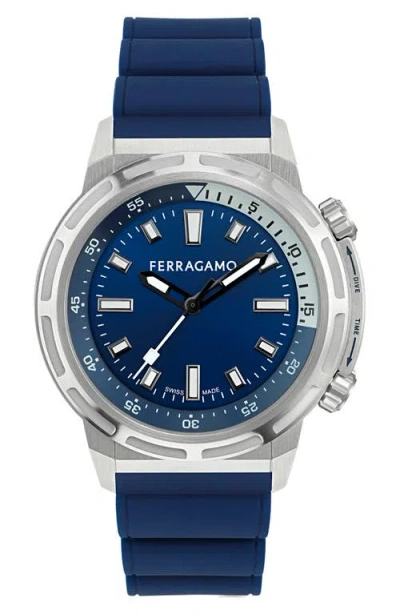 FERRAGAMO FERRAGAMO SPORT SILICONE STRAP WATCH, 46MM
