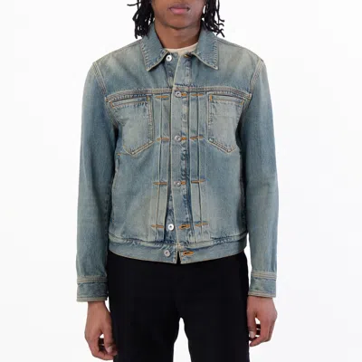 Ferragamo Spread Collar Trucker Denim Jacket In Blue