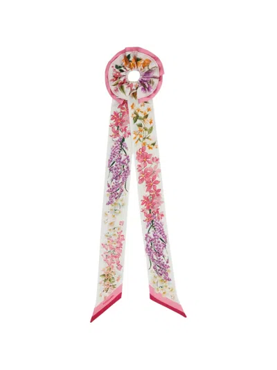 Ferragamo Spring Print Silk Scrunchie With Mini Bandeau In Multi