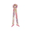Ferragamo Spring Print Silk Scrunchie With Mini Bandeau In Pink