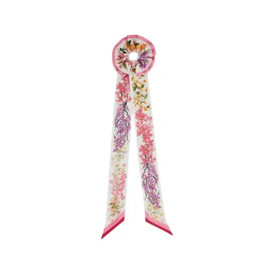 FERRAGAMO SPRING PRINT SILK SCRUNCHIE WITH MINI BANDEAU