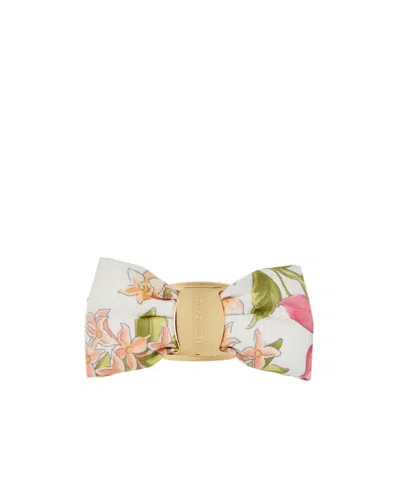 Ferragamo Spring Print Vara Bow Hair Clip In Multi