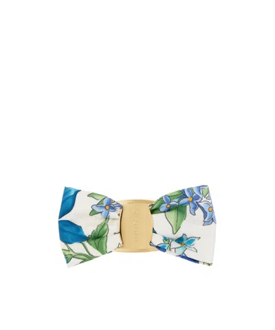 Ferragamo Spring Print Vara Bow Hair Clip In Yellow