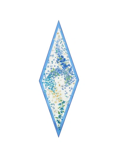 Ferragamo Diamond-shaped Scarf Spring Print In Blue