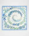 Ferragamo Spring-print Silk Scarf In Blue