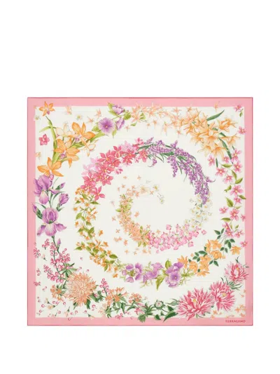 Ferragamo Spring-print Silk Scarf In Neutral