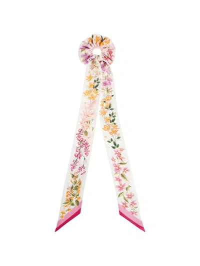 Ferragamo Spring-print Silk Scrunchie With Mini Bandeau In Multi