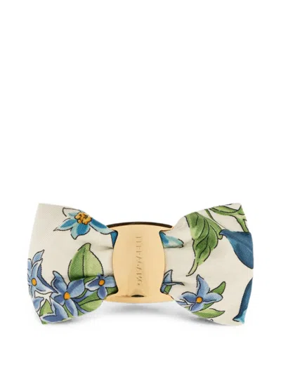 Ferragamo Spring-print Vara Bow Hair Clip In Neutral
