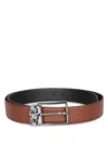 Ferragamo Square Anim Radica Black Belt In Brown