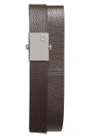 Ferragamo Square Animation Leather Belt In Moro Concrete