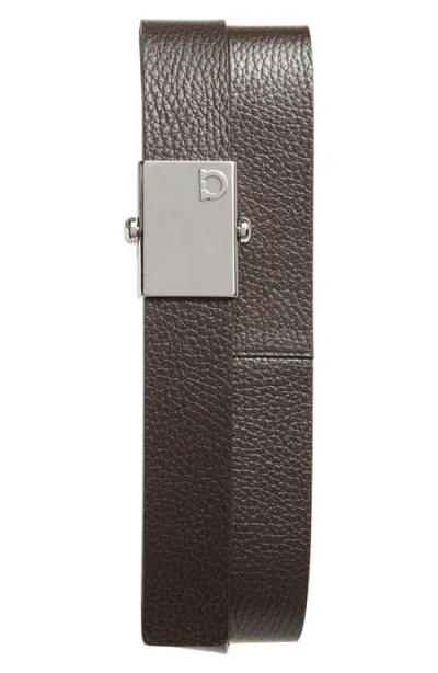 Ferragamo Square Animation Leather Belt In Moro Concrete