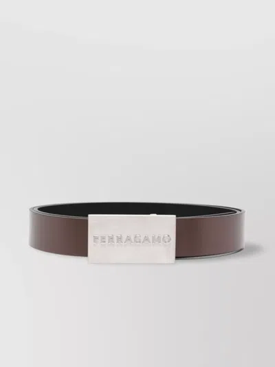 FERRAGAMO SQUARE BUCKLE LEATHER BELT REVERSIBLE