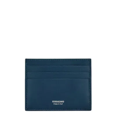 Ferragamo Square Card Holder In Black