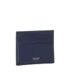 Ferragamo Florence Blue Card Holder With Logo Lettering On The Front In Leather Man In Black