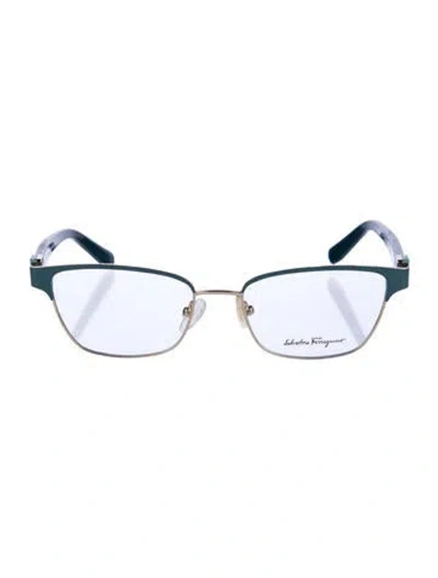 Pre-owned Ferragamo Square Eyeglasses In Blue