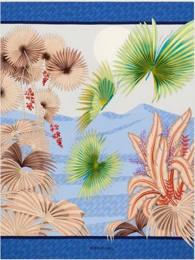 Ferragamo Square Floral Print Silk Scarf In Multi