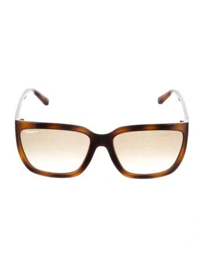 Pre-owned Ferragamo Square Gradient Sunglasses In Brown