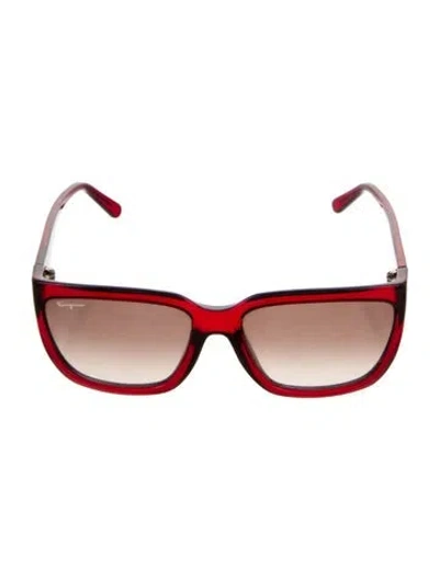 Pre-owned Ferragamo Square Gradient Sunglasses In Red