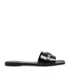 Ferragamo Square Head Flat-soled Sandals In Black