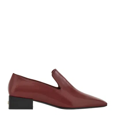 Ferragamo Square Head Loafer Shoes In Red