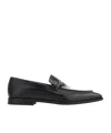 Ferragamo Buckle Detail Leather Sole Round Toe Loafers In Black