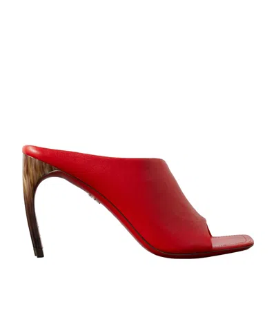 Ferragamo Nymphe Asymmetrical Leather Mule Sandals In Flame Red