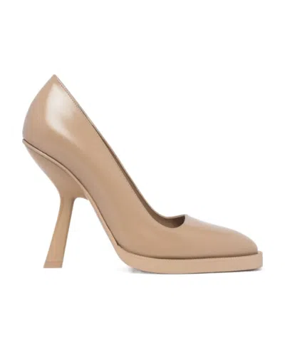 Ferragamo Square-headed High Heels In Nude