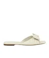 Ferragamo Lylas Leather Flat Sandals In White