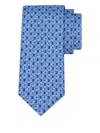 Ferragamo Square Logo-print Silk Tie In Blue