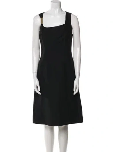 Pre-owned Ferragamo Square Neckline Knee-length Dress In Black
