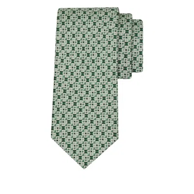 Ferragamo Square Print Silk Tie In Green