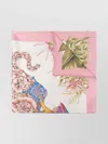 Ferragamo Square Shape Silk Foulard With Lion Print In Pink