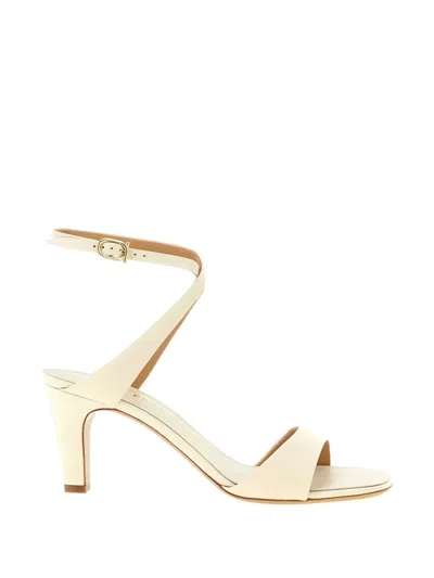 Ferragamo Teresy Sandals Open Toe Leather Sole Ankle Strap In White