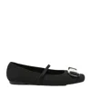 Ferragamo Square Toe Ballet Flats In Black