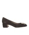 Ferragamo 40mm Gancini-embellished Block-heel Pumps In Green