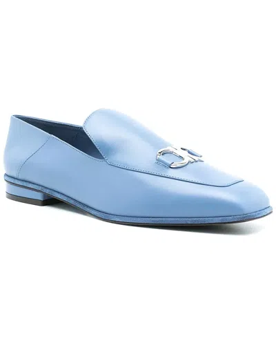Ferragamo Square Toe Leather Loafer In Blue