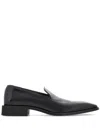 Ferragamo Square-toe Leather Loafers In Black
