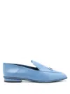 Ferragamo Square Toe Loafers In Blue