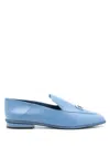Ferragamo Square Toe Leather Loafer In Blue