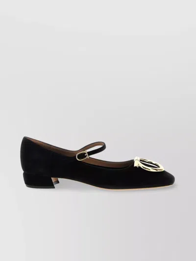 Ferragamo Square Toe Low Block Heel Ballerina Shoes